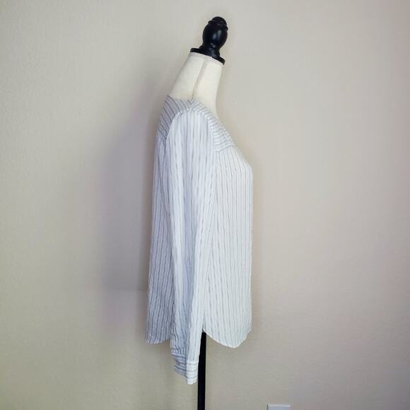LOFT Women's White Striped Top Small - Picture 2 of 6